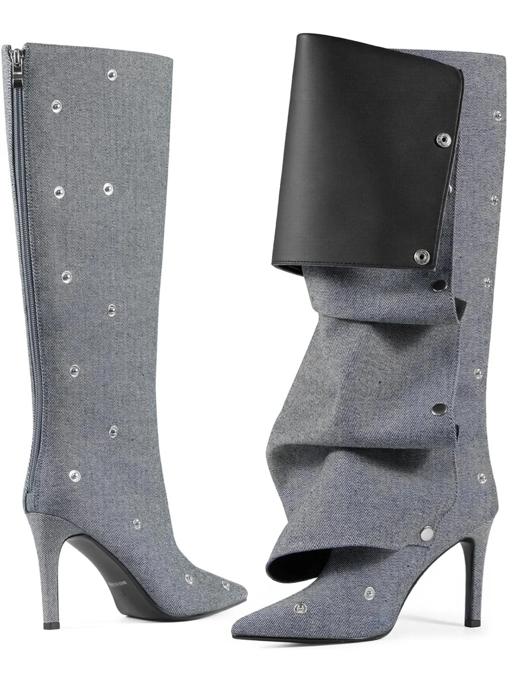 Denim Blue Pointed-Toe Knee Boots - Women